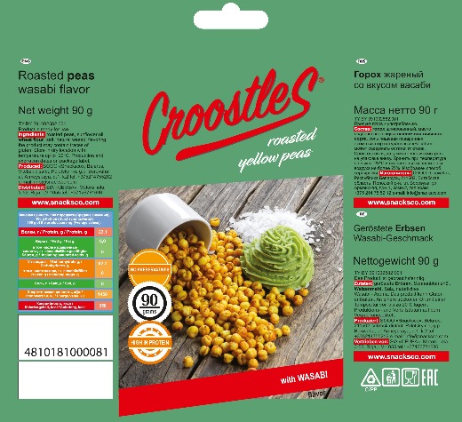 Roasted yellow peas with wasabi flavor