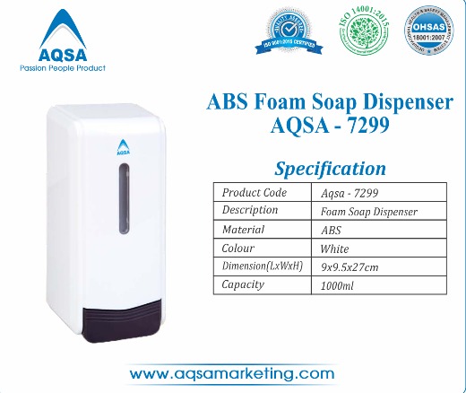 ABS Foam Soap Dispenser 1000 ml (AQSA – 7299) Blue  