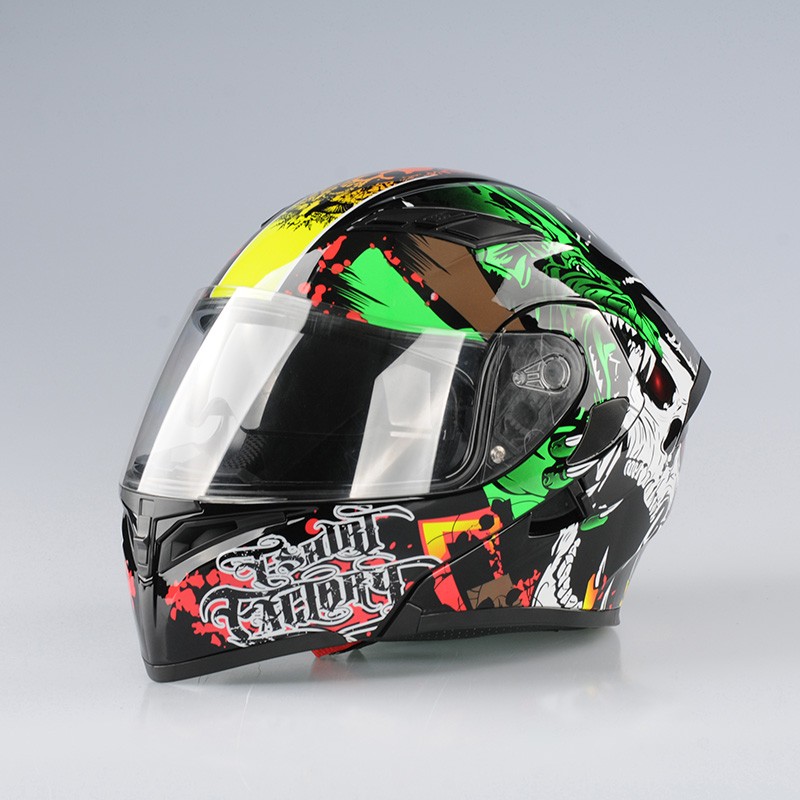 DEFE safety helmet, dual mirror uncovering helmet motorcycle helmet, moped occupant safety helmet shell ABS and lens PC