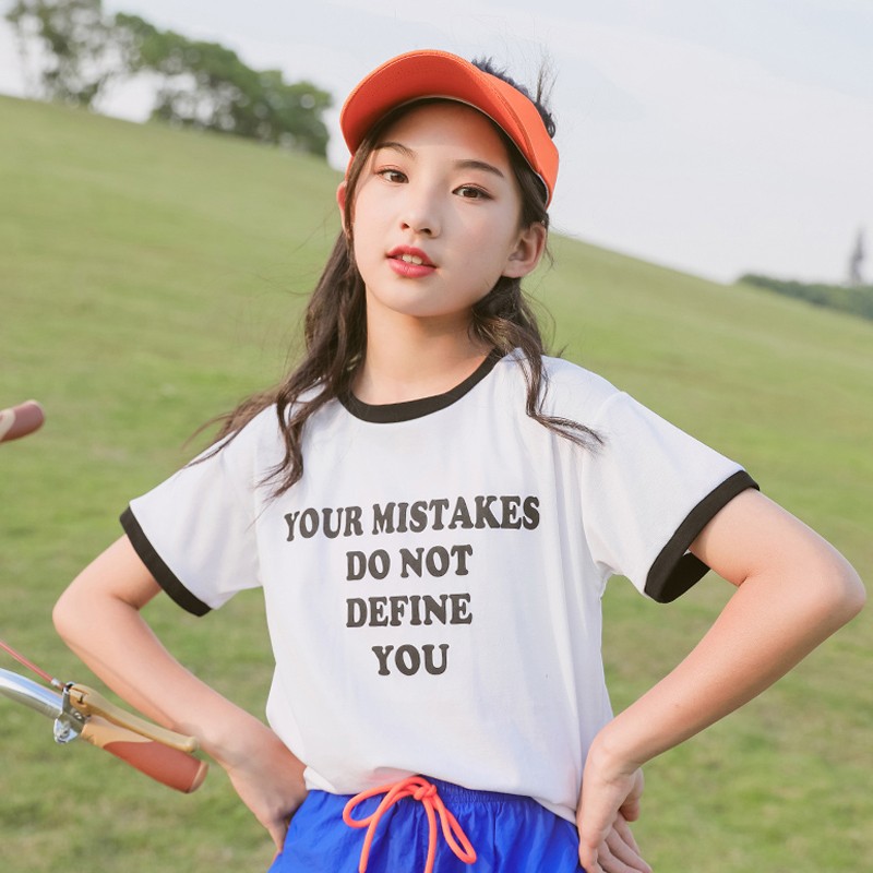 Short Sleeve T-shirt for girls 2020 Summer dress New medium sized children versatile blouse for girls 12-15 years old half sleeve T-shirt for girls