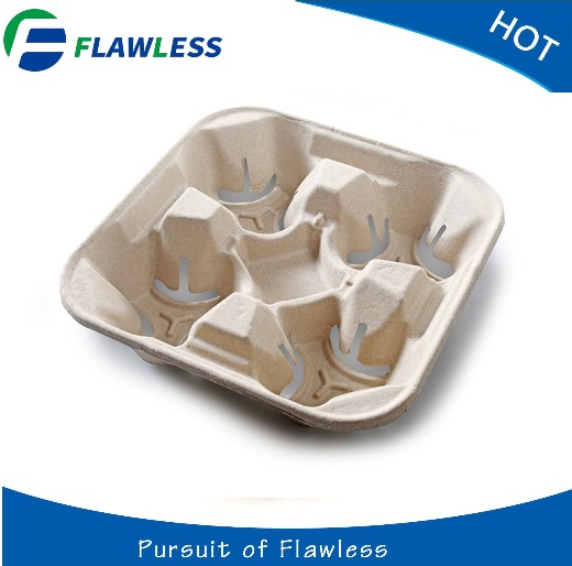 Recycled Paper Pulp Molded 4 Cup Paper tray