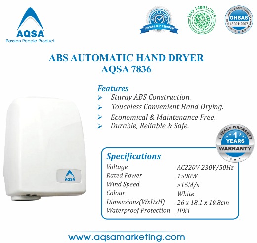  ABS Automatic Hand Dryer (AQSA – 7836) 