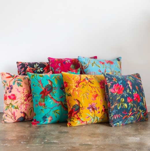 printed bird paradise cushion cover