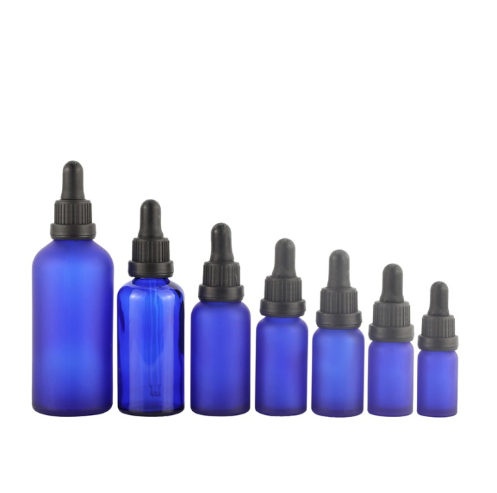 Factory direct wholesale 10ml 15ml 50ml 100ml cobalt blue glass essential oil dropper bottle