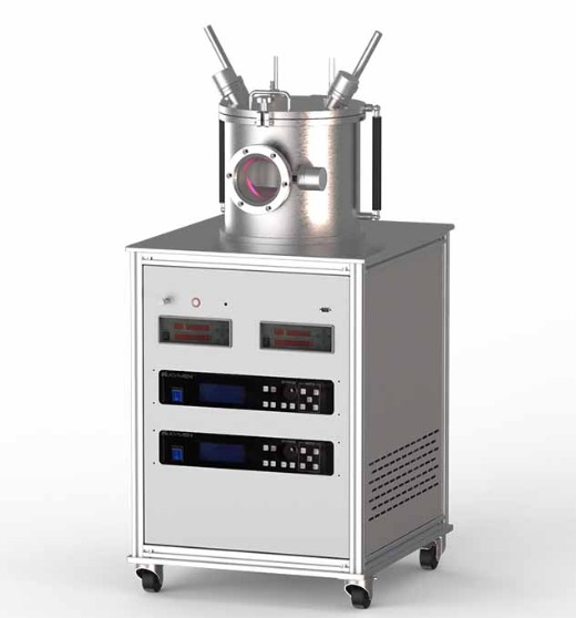 Dual-head RF magnetron sputtering coater with two film thickness gauges 