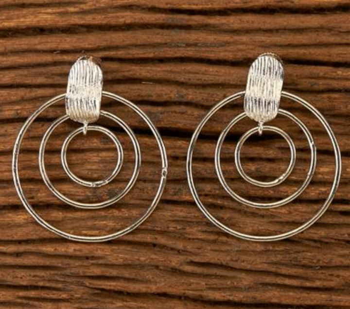 Silver Color Classic Earrings with Rhodium Plating