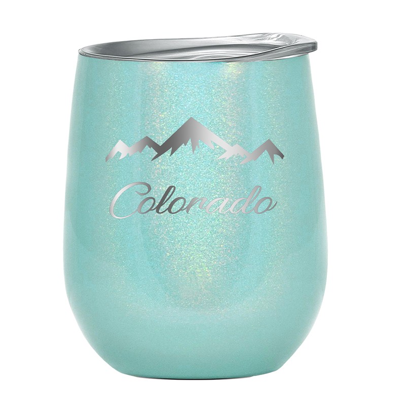 Rainbow coloured stainless steel wine glass 12OZ wine glass