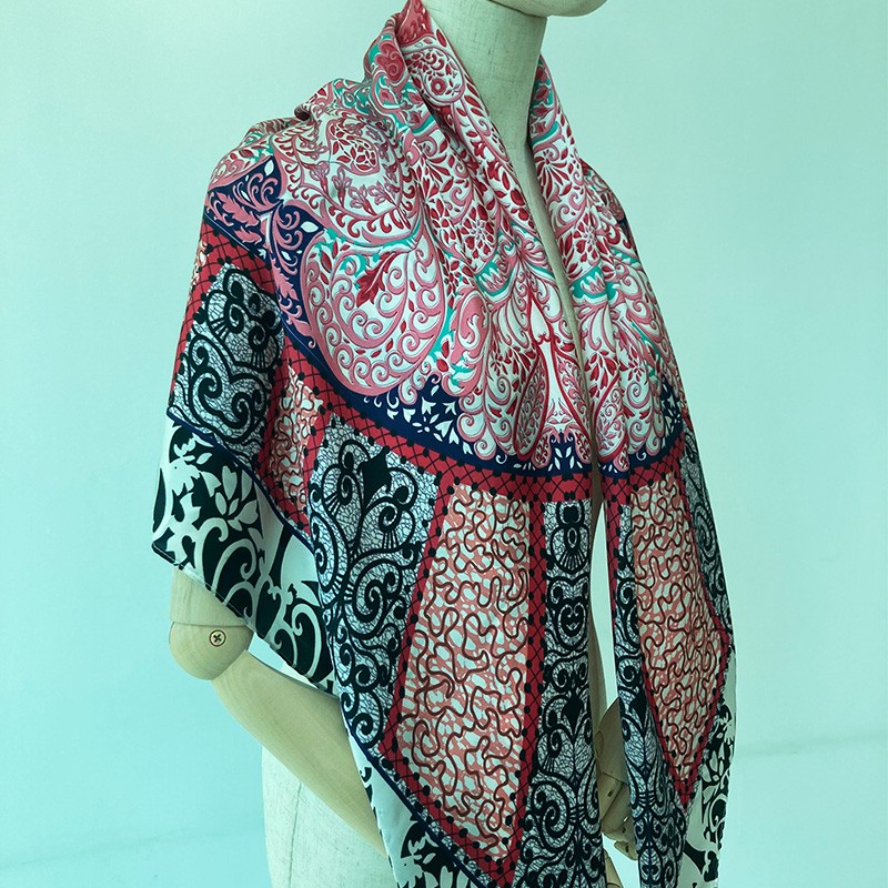 MAIDILANG 100% silk 12MM plain satin ladies square scarf red sun