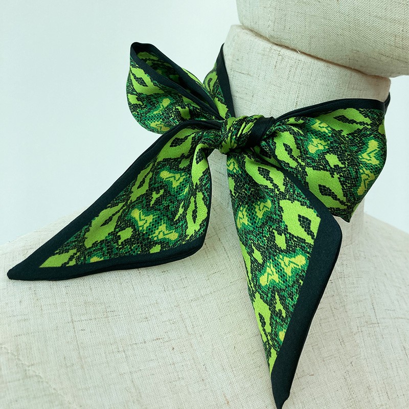 MAIDILANG 100% pure silk 14MM silk crepe satin ladies scarf with hair band with green belt