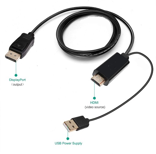 HDMI to DisplayPort Adapters 4K 2M USB Power