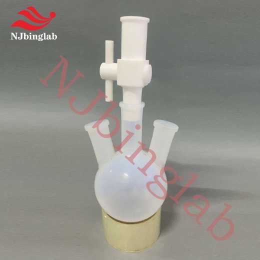 NJbinglab Flask Valve with 2-Way PTFE Stopcock, no precipitation