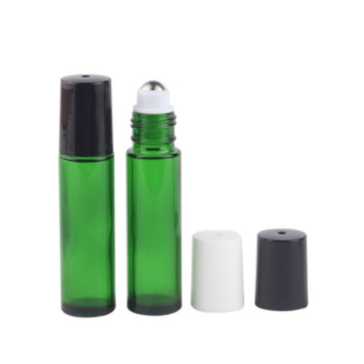 10 Ml Green Colored Perfume Roll On Glass Bottle 