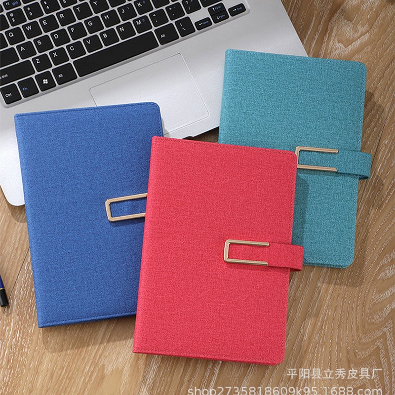 Fashion business notebook paperback classic metal buckle A5 Notebook cloth print PU imitation leather notebook custom LOGO