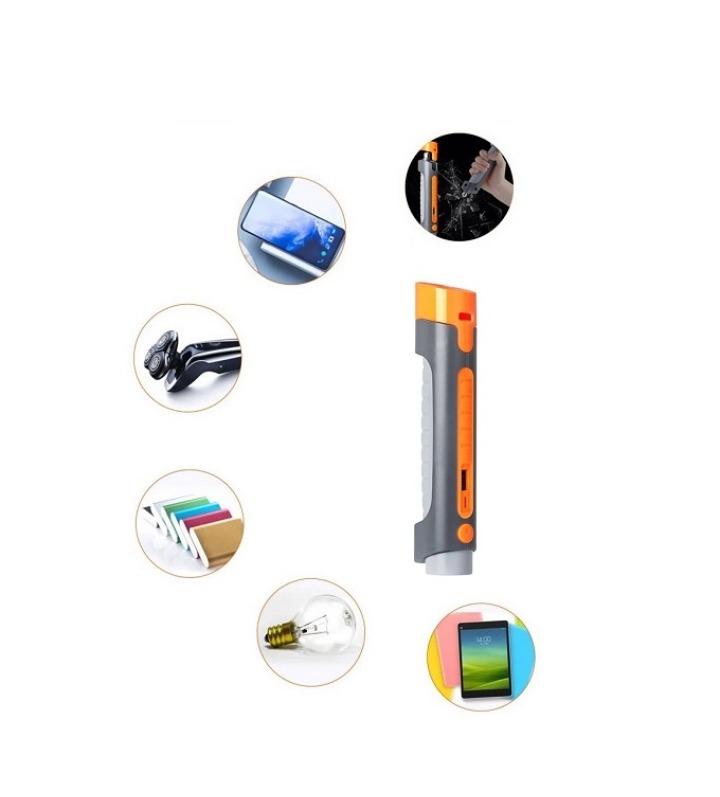 Portable Vehicle Tools 5 in 1 emergency flashlight safety hammer rechargeable with power bank