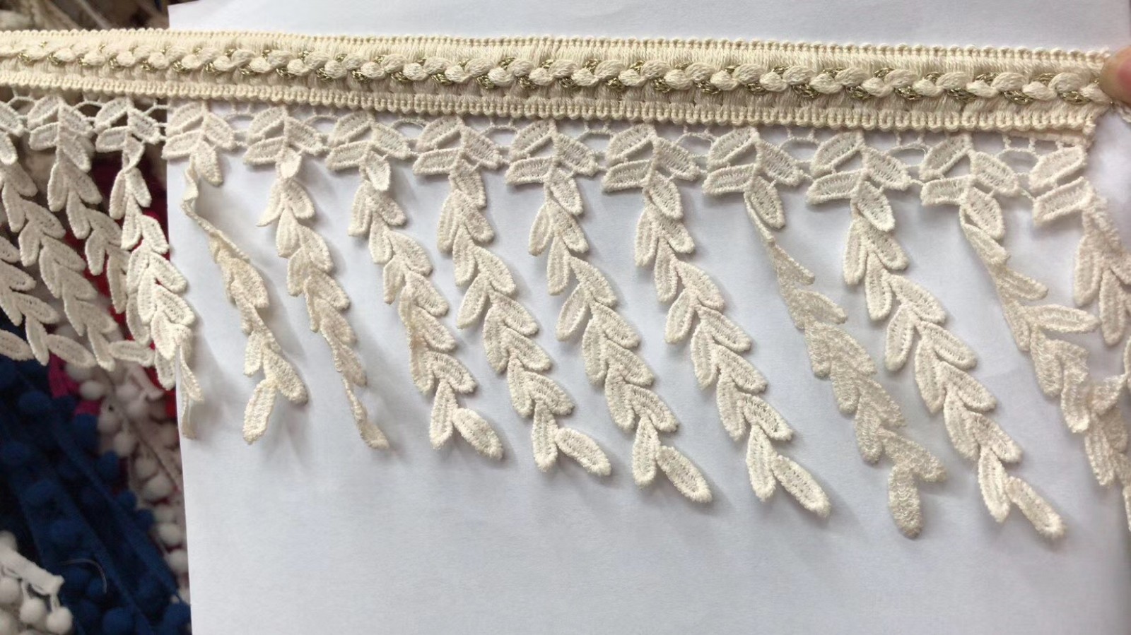 Italian style embroidered leaf tassels