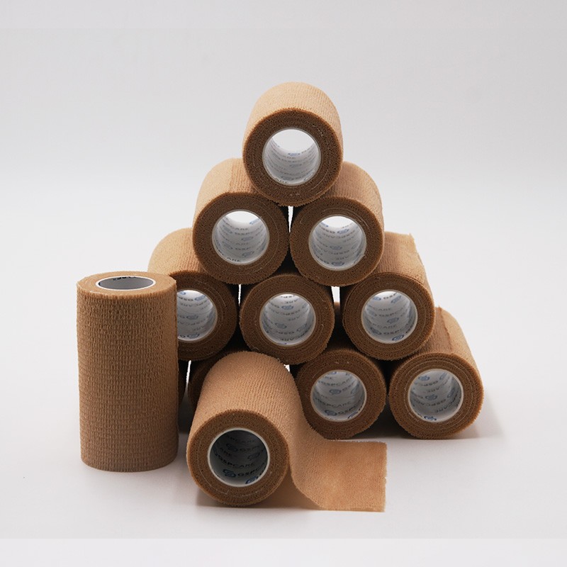 Jiashi times self-adhesive elastic bandage 4-inch-wide 12-roll suit, made of non-woven fabric, fixed and pressurized, easy to tear by hand, waterproof and sweatproof, comfortable and breathable, hypoallergenic and non-sticky