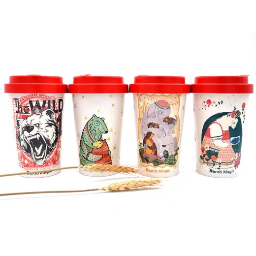 BPA free Bamboo takeaway coffee cup 400ml 14oz reusable eco friendly