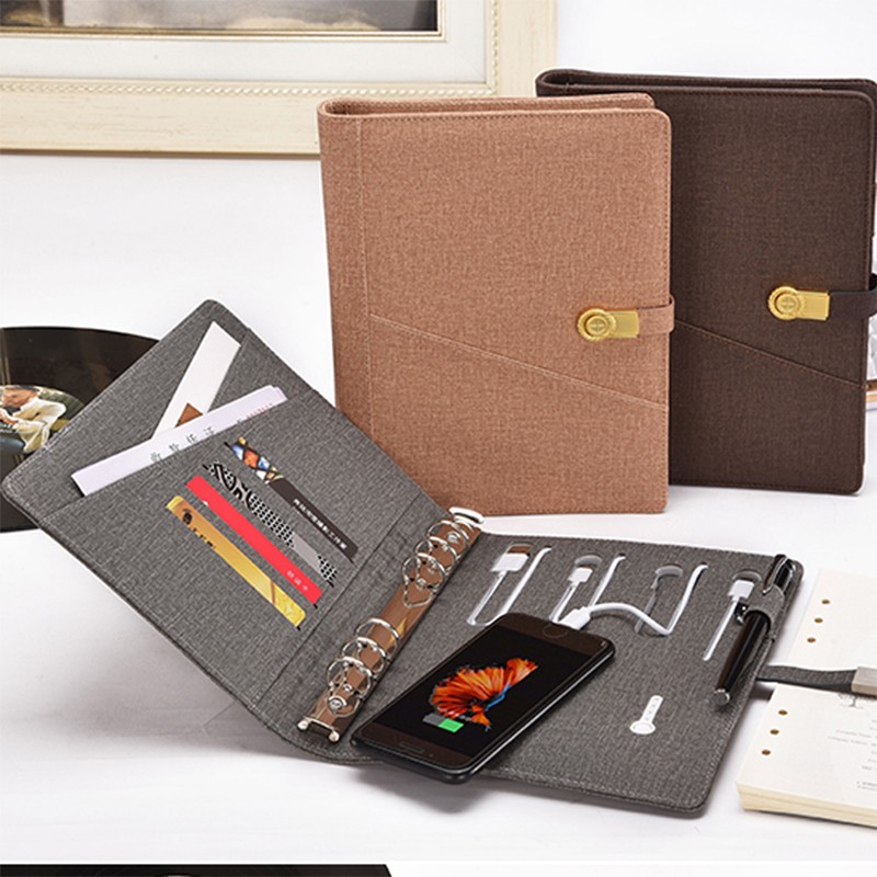 Hande this book A5 rechargeable notebook custom LOGO mobile power U disk Notepad multifunctional loose leaf set manufacturers direct sales