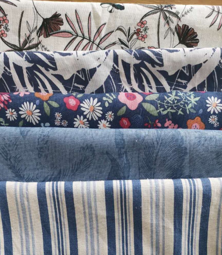 printed linen cotton fabric for shirt  