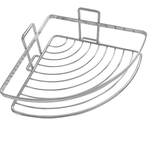  Europe style home storage metal chrome bathroom single tier corner basket shelf