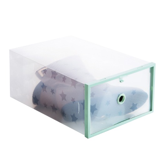 Space saving house using plastic shoes packaging foldable storage box