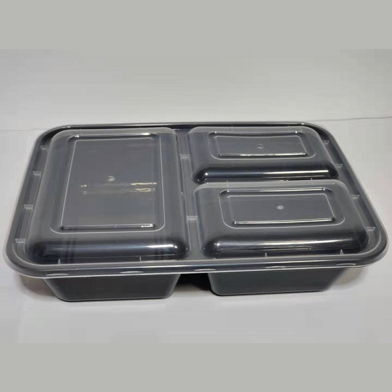 Ningbo small elephant cutlery American three - minute latticework black bottom disposable fast food box