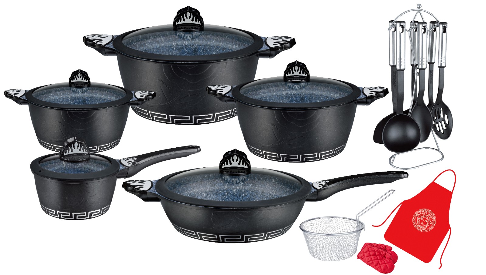 German KI maite stone 21-piece non-stick pan 1000 layer pan frying pan small induction cooker gas cooker general household