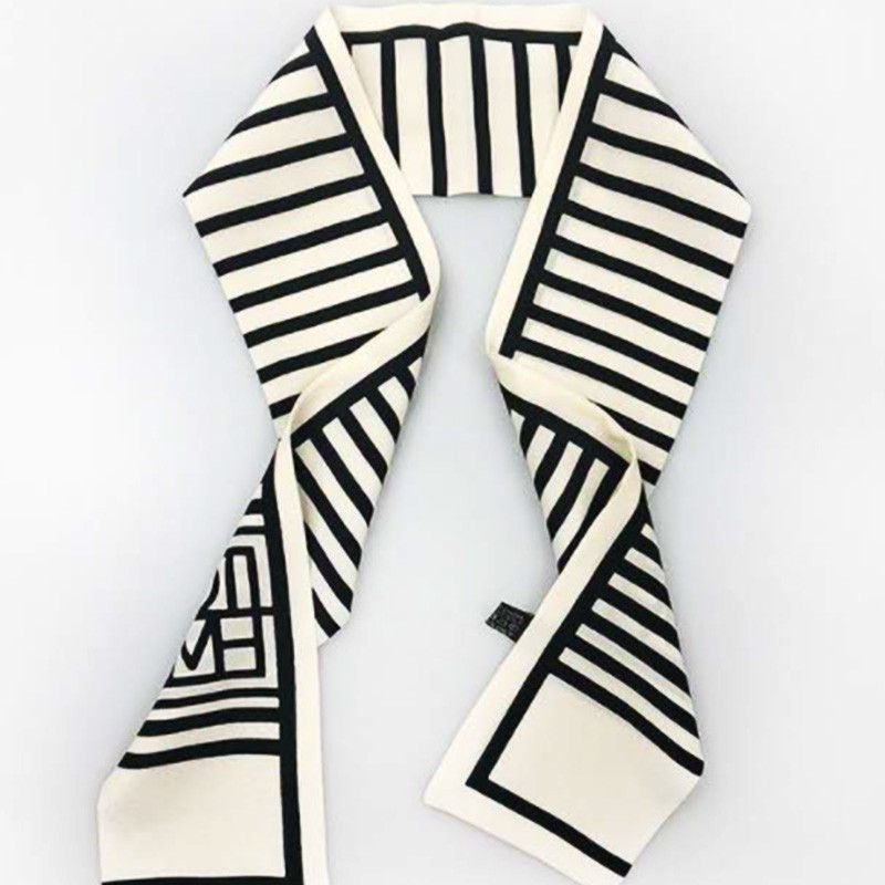 Female mulberry silk silk European style all-match stripe printed pure silk ribbon spring and summer thin scarf