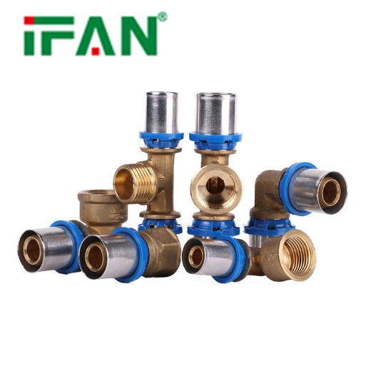 IFAN PEX Al PEX Pipe Fittings Blue Color PEX Fittings 16MM 20MM Plumbing Brass Press Fitting