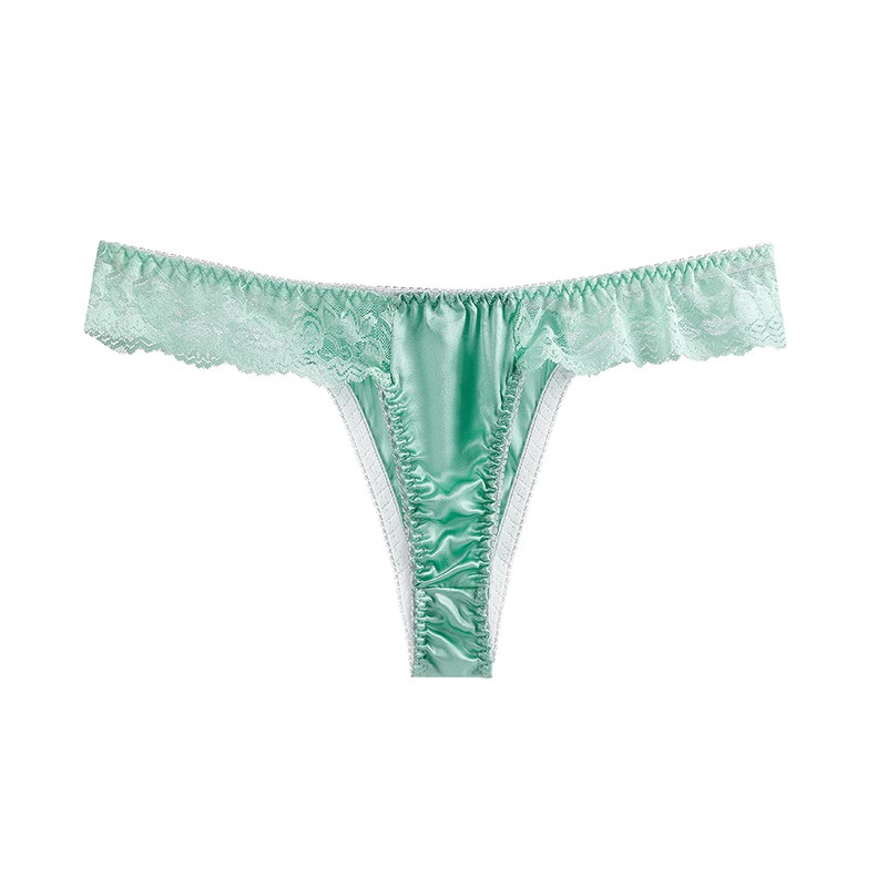 Summer and autumn ladies' silk underwear sexy lace edge silk silk breathable Thong silk breathable