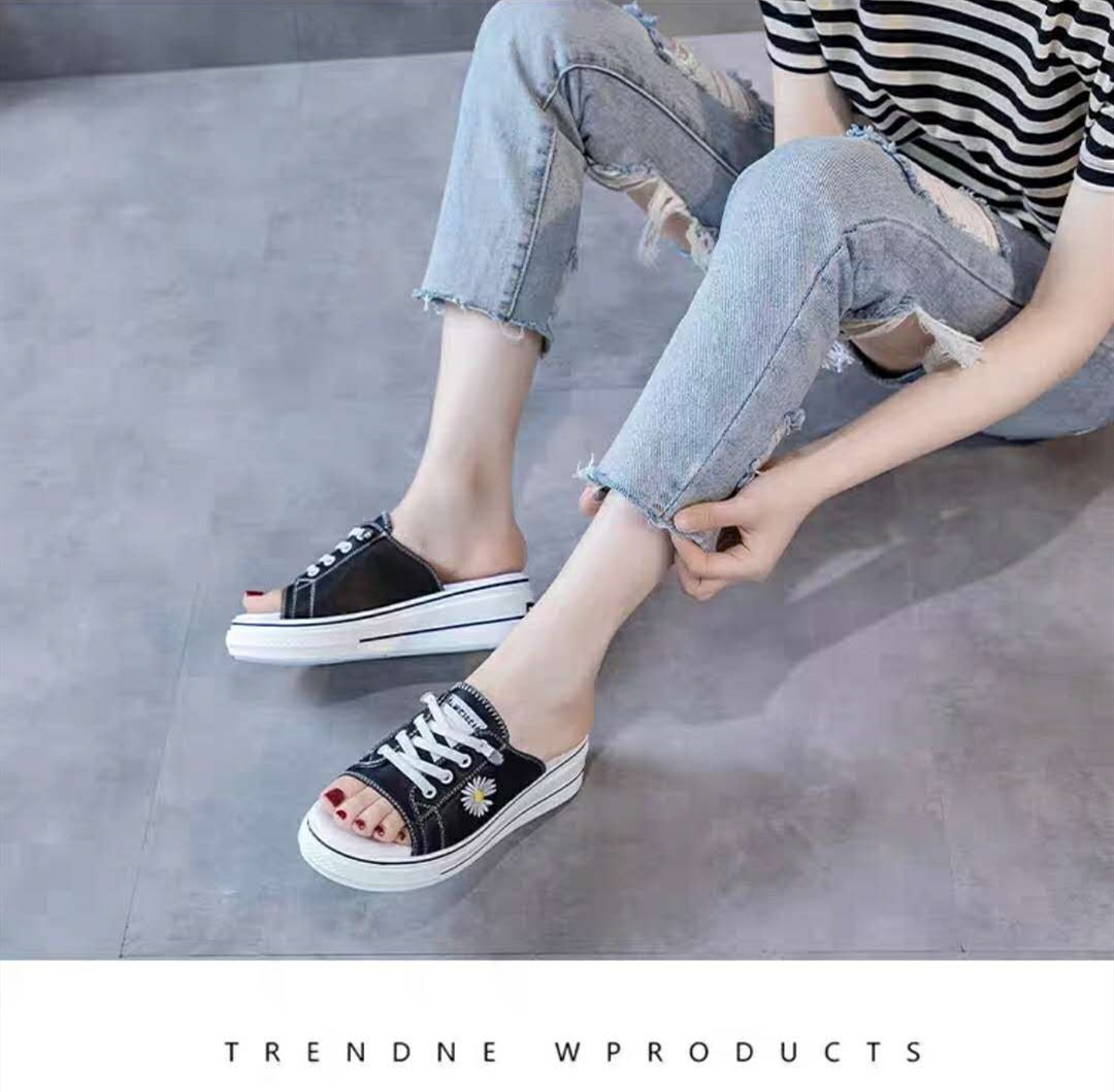 Aluman slippers for women in summer 2020 new height fashion casual slacker platform platform shoes with leather shoes