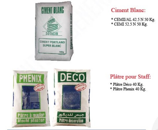 Plaster and white cement