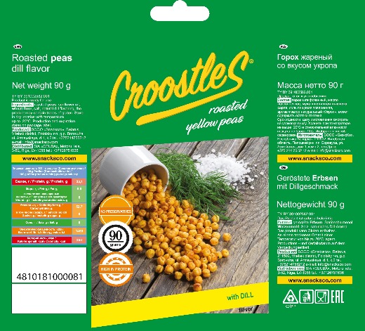 Roasted yellow peas with dill flavor