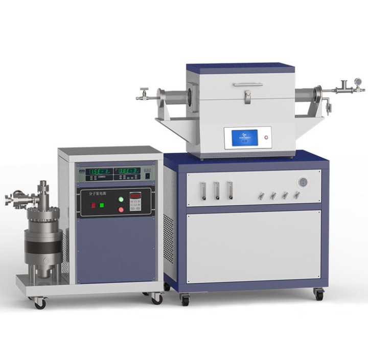 Dual zone high vacuum CVD tube furnace with 3-channel gas mixer