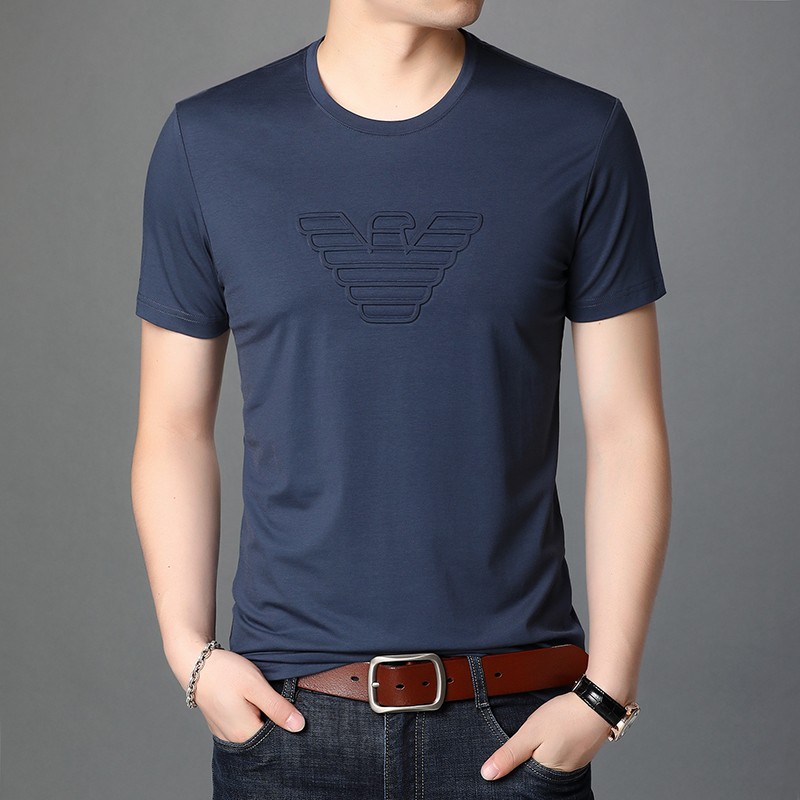 Summer short-sleeved male round collar mercerized cotton pure color leisure comfortable new 2020 t-shirts with short sleeves