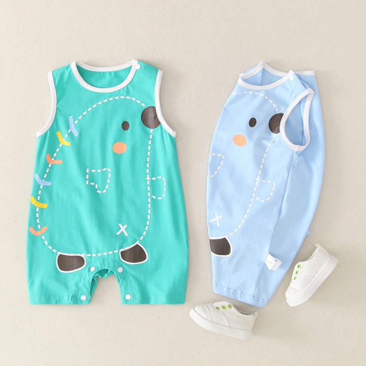 Ziluotong baby's bodysuit summer sleeveless thin creeper vest bag fart coat summer wear for boys and girls