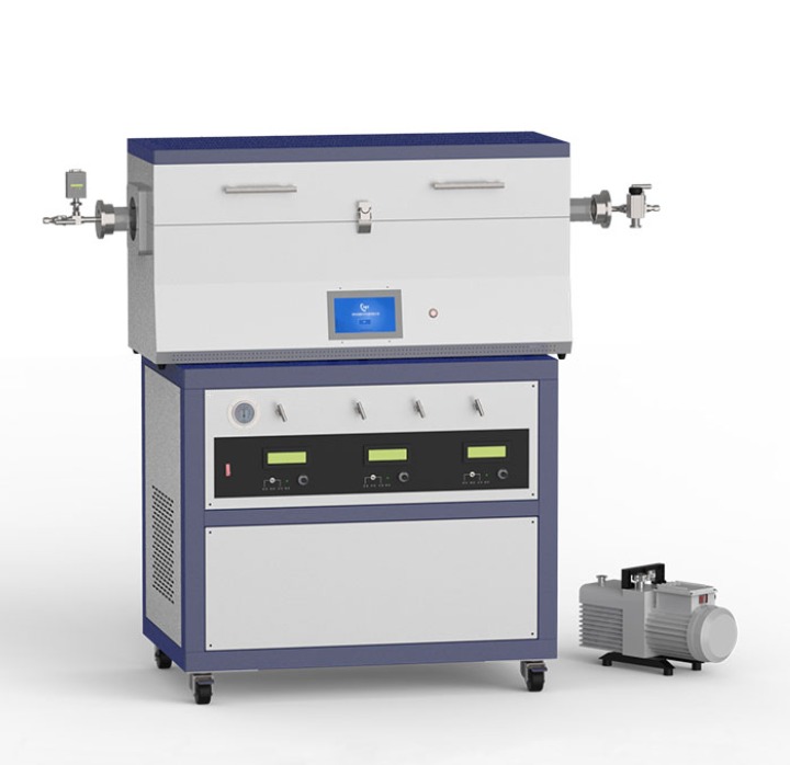 Three zones 1200℃ CVD tube furnace with 3 channel MFC gas station