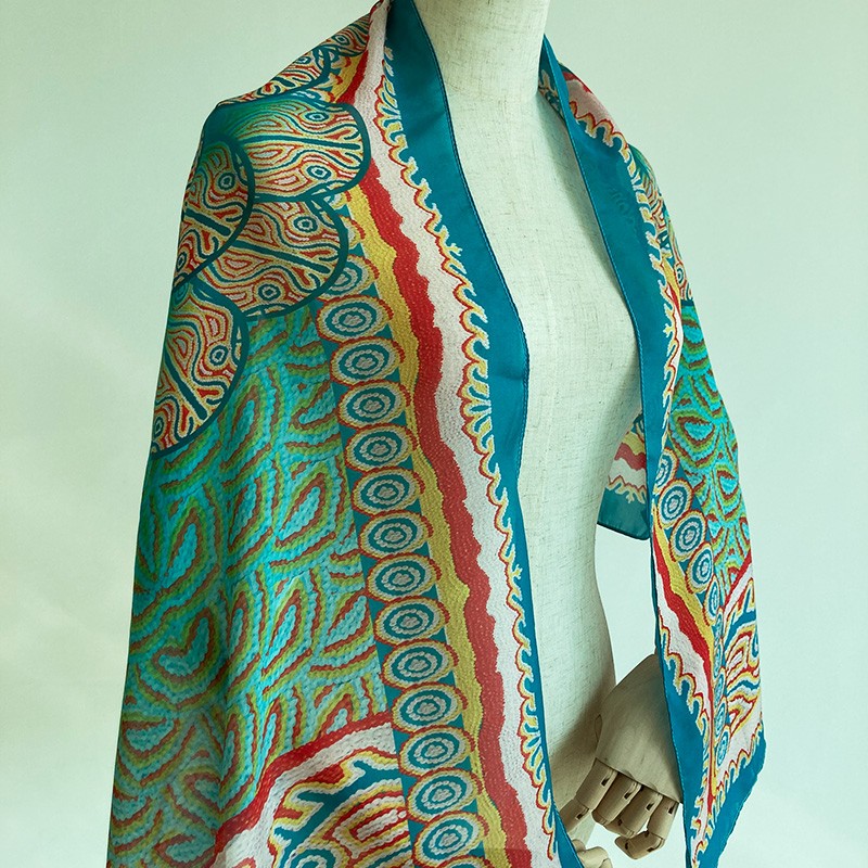 MAIDILANG 100% silk 8MM chiffon lady Chang Jin Lake blue petals