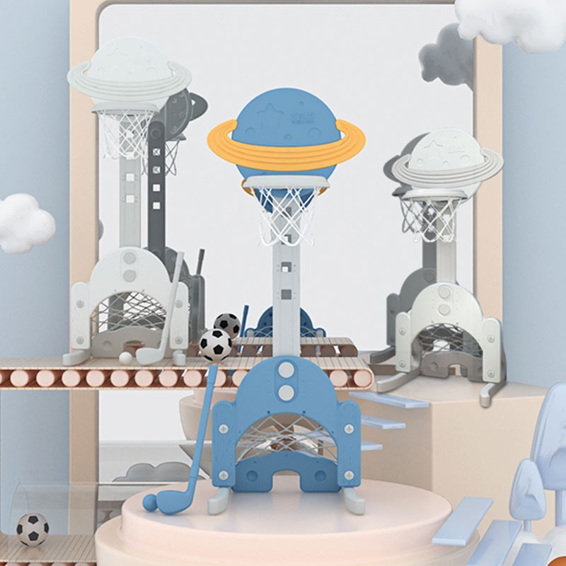 VeryHonor highly adjustable children's mini plastic basketball basket, children's basketball, soccer and golf triple in one