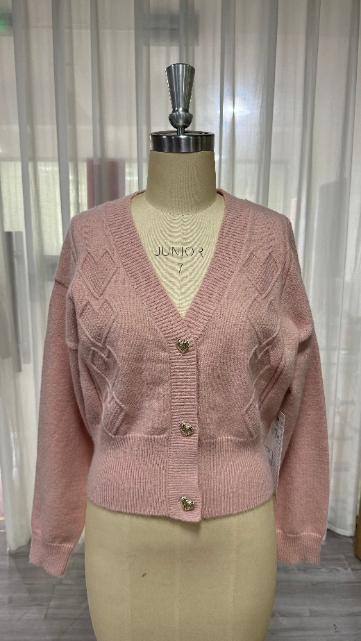 Sweater, knitwear, women's cardigan, jacket, metal love buttons, support customization