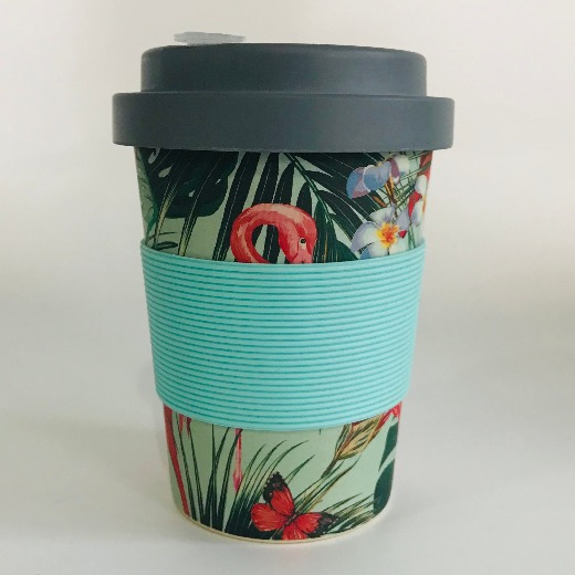OEM BPA free Bamboo takeaway coffee cup 400ml 14oz reusable eco friendly
