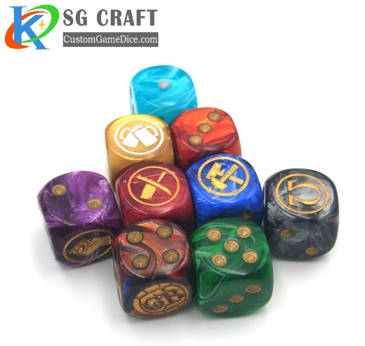 Custom made plastic colored game polyhedral dice