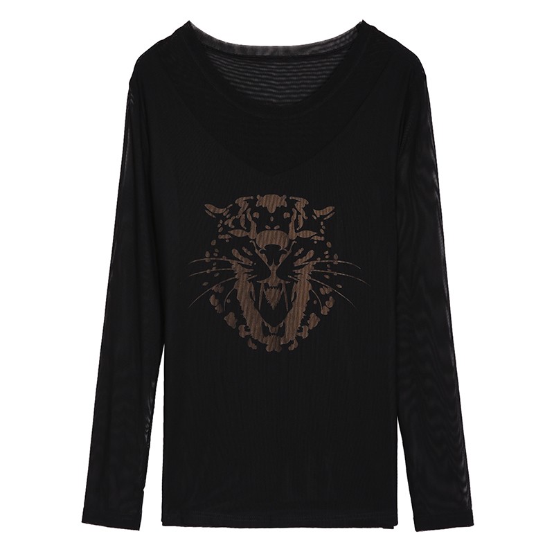 Net long sleeve T-shirt can be worn in autumn and winter