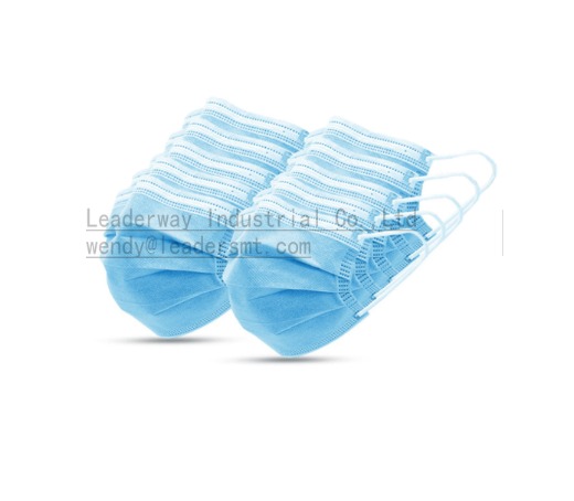 BFE 99 Blue Earloop Pleated 3 Ply Non Woven Disposable Face Mask with Meltblown Filter