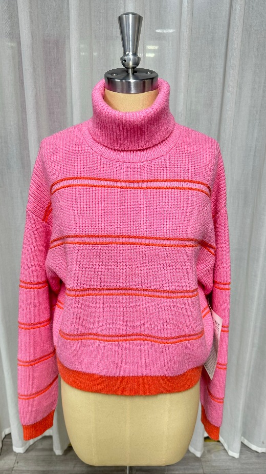 Sweater knit sweater women's intercolored striped high neck support customized