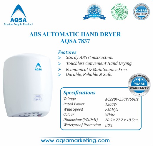 ABS Automatic Hand Dryer (AQSA – 7837 ) 